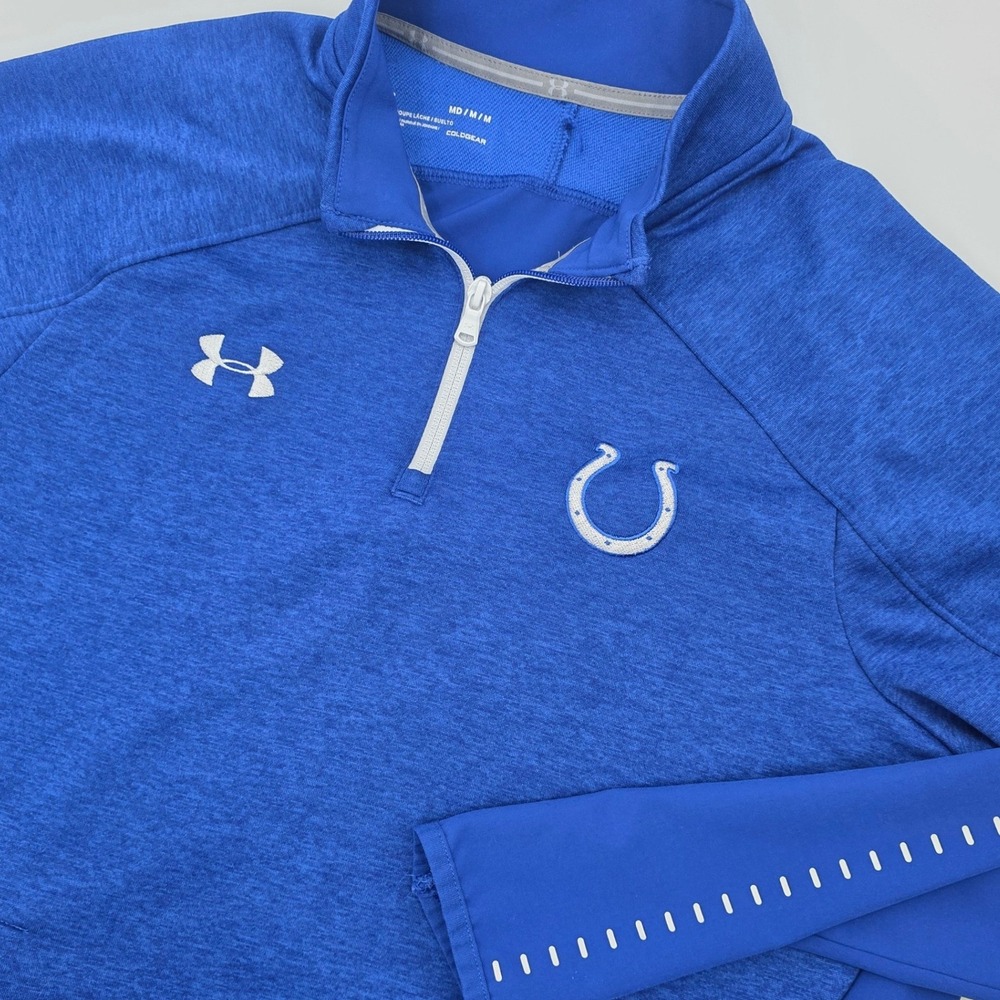UNDER ARMOUR INDIANAPOLIS COLTS 1/4 ZIP PULLOVER MENS MEDIUM BLUE WHITE COLDGEAR